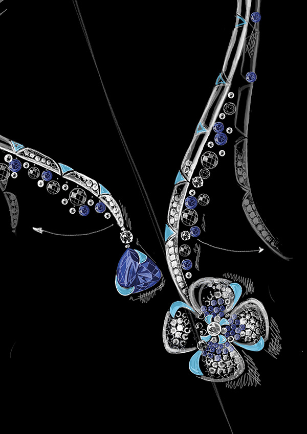 Fiore Allegro necklace with colourful gem petals